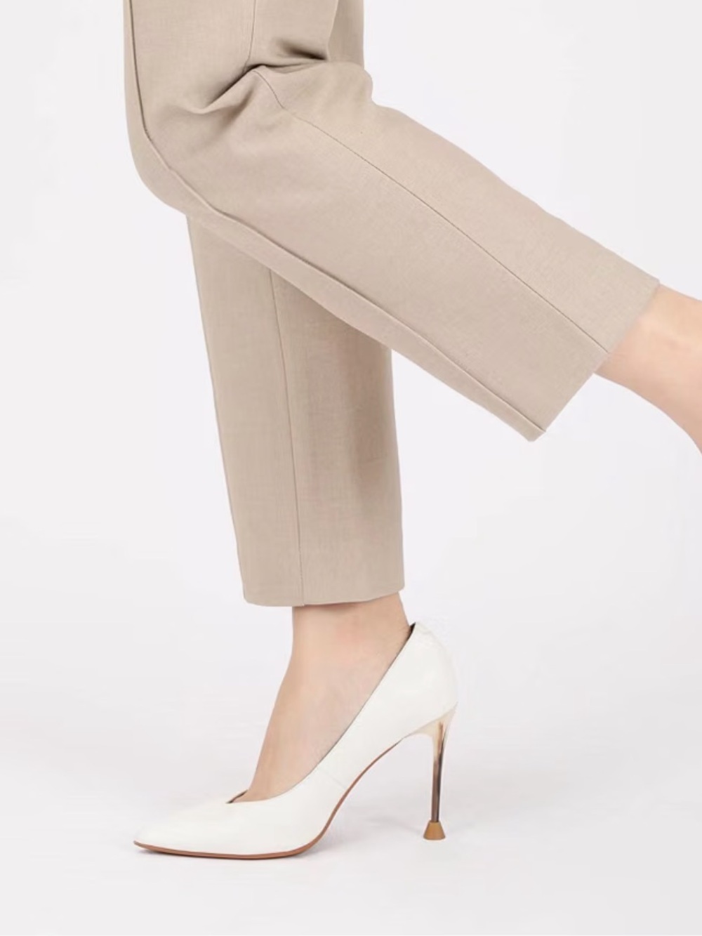 Classic White Pointed-Toe Stiletto Heels